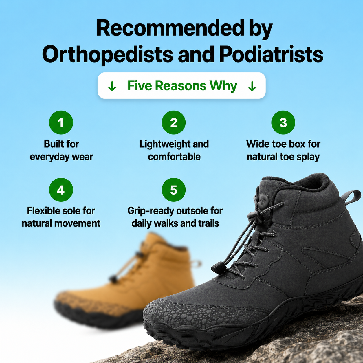 Barestep Everest recommended by orthopedists and podiatrists.