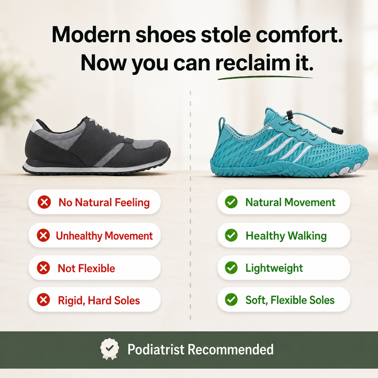 Promotional comparison graphic for athletic shoes.