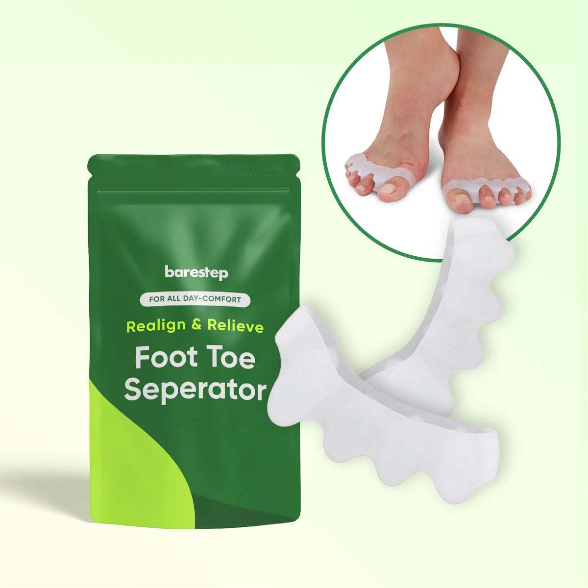 Barestep Foot Toe Separator - Achieve Healthy Toes, Correct Bunions, Hammer Toes, and Relieve Foot Pain