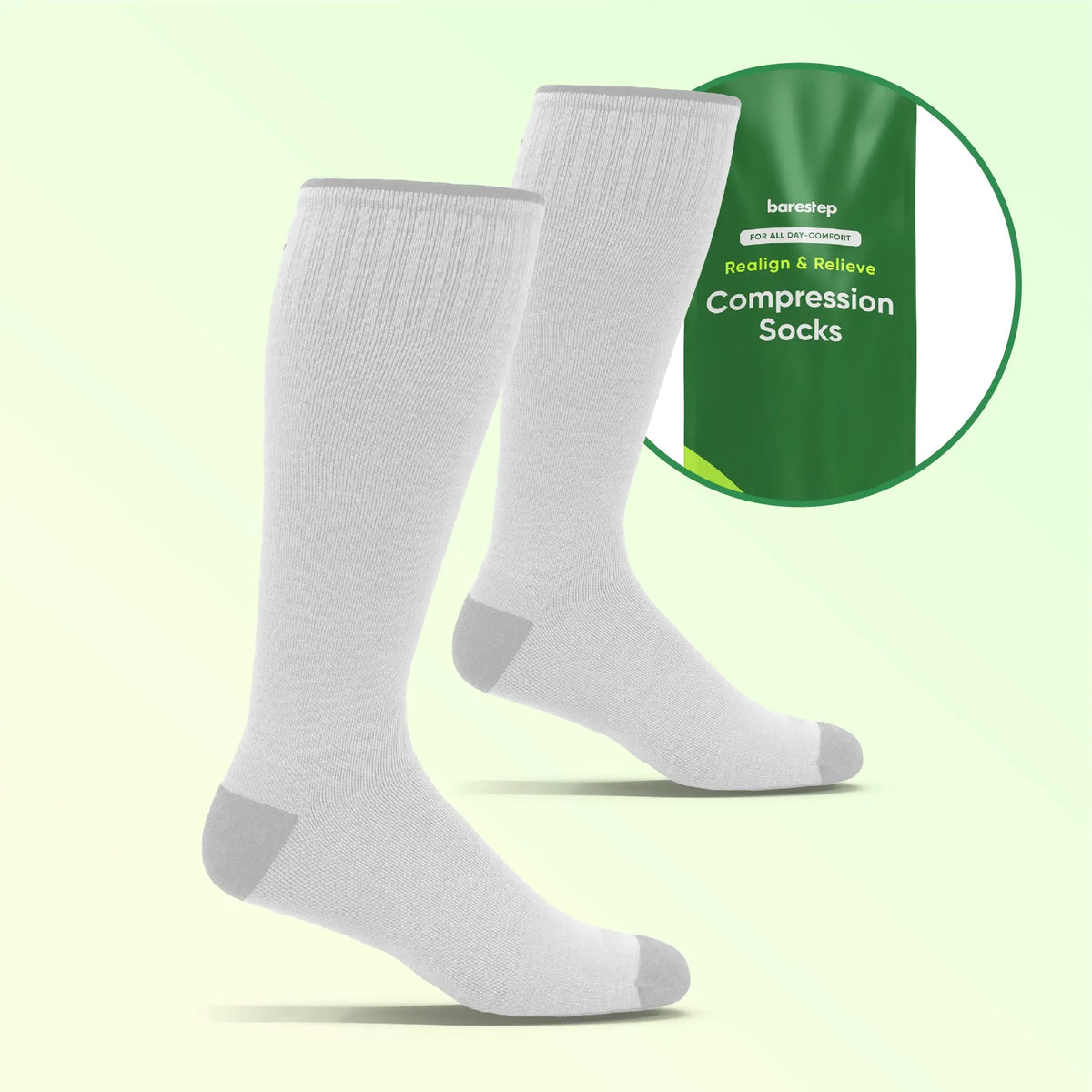 Barestep Compression Socks - Enhance Circulation, Reduce Swelling, and Relieve Tired Legs